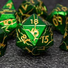 Load image into Gallery viewer, DND Metal Dice - Cracked Green Sky Lightning