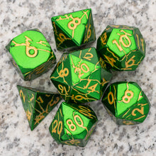 Load image into Gallery viewer, DND Metal Dice - Cracked Green Sky Lightning