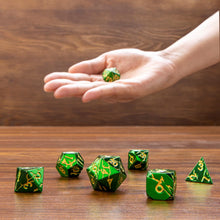 Load image into Gallery viewer, DND Metal Dice - Cracked Green Sky Lightning