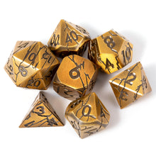 Load image into Gallery viewer, Polyhedral Metal Dice Set for DND - Crack Design (All Variations) Ancient Gold