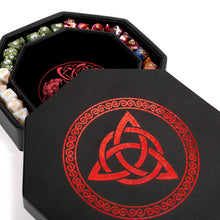 Load image into Gallery viewer, DND Dice Tray Red Celtic Knot & World Tree Design