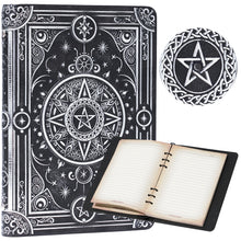 Load image into Gallery viewer, StoryForge Magic Refillable Notebook Journal Binder for DND: Worn Ancient Magic Design Black Silver (No Crystal)