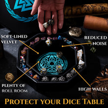 Load image into Gallery viewer, DND Dice Tray 3 Interlocked Triangles (Valknut) and Dragon Design (ALL VARIATIONS)
