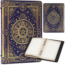 Load image into Gallery viewer, StoryForge Magic Refillable Notebook Journal Binder for DND: Worn Ancient Magic Design Green Crystal+Navy Bronze