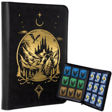 Load image into Gallery viewer, Celestial Moonlit Castle Card Binder - Fantasy 9-Pocket Ringless TCG Binder, 432 Side-Loading Pockets, Foil PU Leather