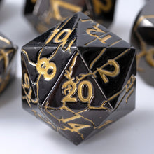 Load image into Gallery viewer, Polyhedral Metal Dice Set for DND - Crack Design (All Variations) Gunmetal Gold
