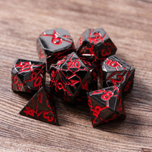 Load image into Gallery viewer, Dark Abyss Ruin Dark Gunmetal Dice with Red Cracks