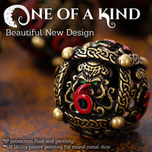 Load image into Gallery viewer, Unique 7-Piece Round Hollow Orb Metal Dice Set - Cthulhu Design