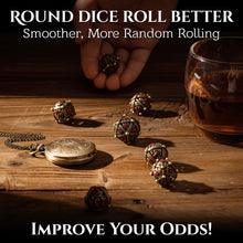 Load image into Gallery viewer, Unique 7-Piece Round Hollow Orb Metal Dice Set - Cthulhu Design