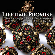 Load image into Gallery viewer, Unique 7-Piece Round Hollow Orb Metal Dice Set - Cthulhu Design