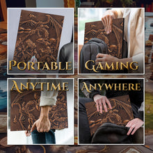 Load image into Gallery viewer, DND DM Screen with 4 Wider Panels - 3D Faux Leather Panoramic Battle Scene - Dungeon Master Screen with Clear Pockets