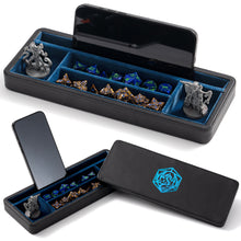 Load image into Gallery viewer, Dice Sanctum Dice Box - L-Size Version - Premium Case & Dice Tray for DND - Phone/Pen Slot, Magnetic Lid and Storage for your Sets, Mini's and More - Felt-Lined Vault Holder for D&D and RPG (Large Blue) Large Blue