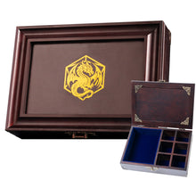 Load image into Gallery viewer, Vintage Dice Tray & Rolling Box for DND and RPG Dragon D20 Blue Velvet
