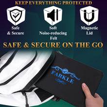 Load image into Gallery viewer, Deluxe Farkle Dice Tray and Storage - Elegant Faux Leather Travel Case with Score Sheets, 2 Sets of Dice, QR Guide & Velvet Lined Rolling Arena for Many Family and Classic Dice Games