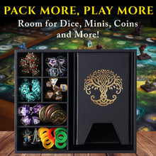 Load image into Gallery viewer, The All-in-One Game Roamer - DND Dice Tray, Large Tower and Storage for Random Rolls (Gold)