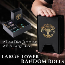Load image into Gallery viewer, The All-in-One Game Roamer - DND Dice Tray, Large Tower and Storage for Random Rolls (Gold)