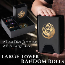 Load image into Gallery viewer, The All-in-One Game Roamer - DND Dice Tray, Large Tower and Storage for Random Rolls (Gold Dragon)