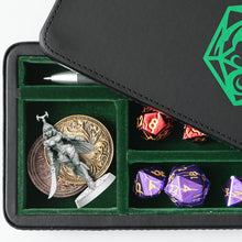 Load image into Gallery viewer, Dice Sanctum Dice Box - Premium Case & Dice Tray for DND - Phone/Mini-Tablet/Pen Slot, Magnetic Lid and Storage for Dice, Mini's and More