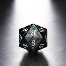 Load image into Gallery viewer, Beautiful Gunmetal Green Glitter Cracks Metal Dice Set