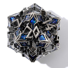 Load image into Gallery viewer, Metal Dice for DND - Spire Sanctum Series - Beautiful Polyhedral 7 Piece Dice Set (Silver Blue Glitter)