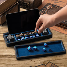 Load image into Gallery viewer, Dice Sanctum Dice Box - L-Size Version - Premium Case & Dice Tray for DND - Phone/Pen Slot, Magnetic Lid and Storage for your Sets, Mini's and More - Felt-Lined Vault Holder for D&D and RPG (Large Blue)