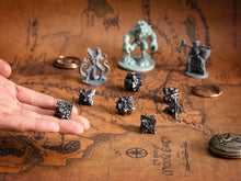 Load image into Gallery viewer, Metal Dice for DND - Spire Sanctum Series - Beautiful Polyhedral 7 Piece Dice Set (Silver Blue Glitter)