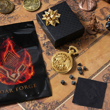 Load image into Gallery viewer, Micro Metal Dice Set for DND - MiniChrono’s Tiny Dice in Hollow Dragon Pocketwatch Case (Gold)