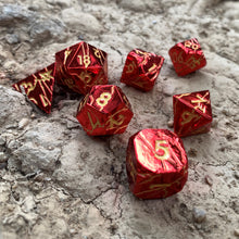 Load image into Gallery viewer, DND Metal Dice - Cracked Red Lightning
