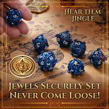 Load image into Gallery viewer, Metal DND Dice Set - Unique Jeweled Dragon Hoard Orb Design