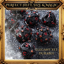 Load image into Gallery viewer, Metal DND Dice Set - Unique Jeweled Dragon Hoard Orb Design