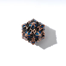 Load image into Gallery viewer, Metal Dice for DND - Spire Sanctum Series - Beautiful Polyhedral 7 Piece Dice Set (Antique Copper Blue Glitter)