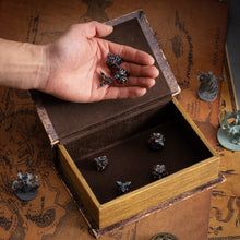 Load image into Gallery viewer, Metal Dice for DND - Spire Sanctum Series - Beautiful Polyhedral 7 Piece Dice Set (Antique Copper Blue Glitter)