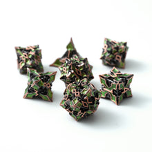 Load image into Gallery viewer, Metal Dice for DND - Spire Sanctum Series - Beautiful Polyhedral 7 Piece Dice Set (Antique Copper Green Glitter)