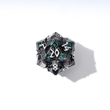 Load image into Gallery viewer, Metal Dice for DND - Spire Sanctum Series - Beautiful Polyhedral 7 Piece Dice Set (Black Matte Green Glitter)