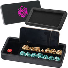 Load image into Gallery viewer, Dice Sanctum Dice Box - Premium Case & Dice Tray for DND - Phone/Mini-Tablet/Pen Slot, Magnetic Lid and Storage for Dice, Mini's and More Shiny Magenta