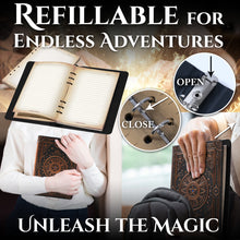 Load image into Gallery viewer, StoryForge Magic Refillable Notebook Journal Binder for DND: Worn Ancient Magic Design