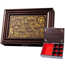 Load image into Gallery viewer, Vintage Dice Tray & Rolling Box for DND and RPG Adventurer's Map Red Velvet