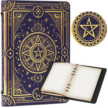 Load image into Gallery viewer, StoryForge Magic Refillable Notebook Journal Binder for DND: Worn Ancient Magic Design Navy Bronze (No Crystal)