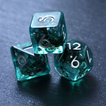 Load image into Gallery viewer, Ocean Moss Resin Dice Set - Unique Aquamarine Ocean Moss for DND and RPG