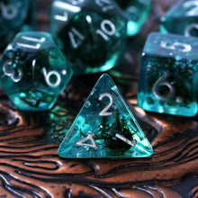 Load image into Gallery viewer, Ocean Moss Resin Dice Set - Unique Aquamarine Ocean Moss for DND and RPG