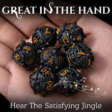 Load image into Gallery viewer, Unique 7-Piece Round Hollow Orb Metal Dice Set - Cthulhu Design