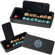 Load image into Gallery viewer, Dice Sanctum Dice Box - Premium Case & Dice Tray for DND - Phone/Mini-Tablet/Pen Slot, Magnetic Lid and Storage for Dice, Mini's and More Glitter Silver