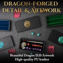 Load image into Gallery viewer, Dice Sanctum Dice Box - Premium Case & Dice Tray for DND - Phone/Mini-Tablet/Pen Slot, Magnetic Lid and Storage for Dice, Mini's and More