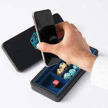 Load image into Gallery viewer, Dice Sanctum Dice Box - Premium Case & Dice Tray for DND - Phone/Mini-Tablet/Pen Slot, Magnetic Lid and Storage for Dice, Mini's and More