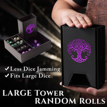 Load image into Gallery viewer, Dice Tray and Dice Tower for DND and RPG - All-in-One Game Roamer Tray & Large Tower for Random Rolls (Purple Tree)