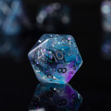 Load image into Gallery viewer, Resin Dice Set for DND – 7pc Polyhedral Set with Glitter and Foil – Stunning and Cool RPG Dice Compatible with Dungeons & Dragons, Pathfinder, and Other TTRPGs