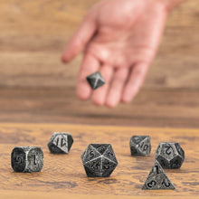 Load image into Gallery viewer, Distressed Iron Grey Cracked Metal Dice Set