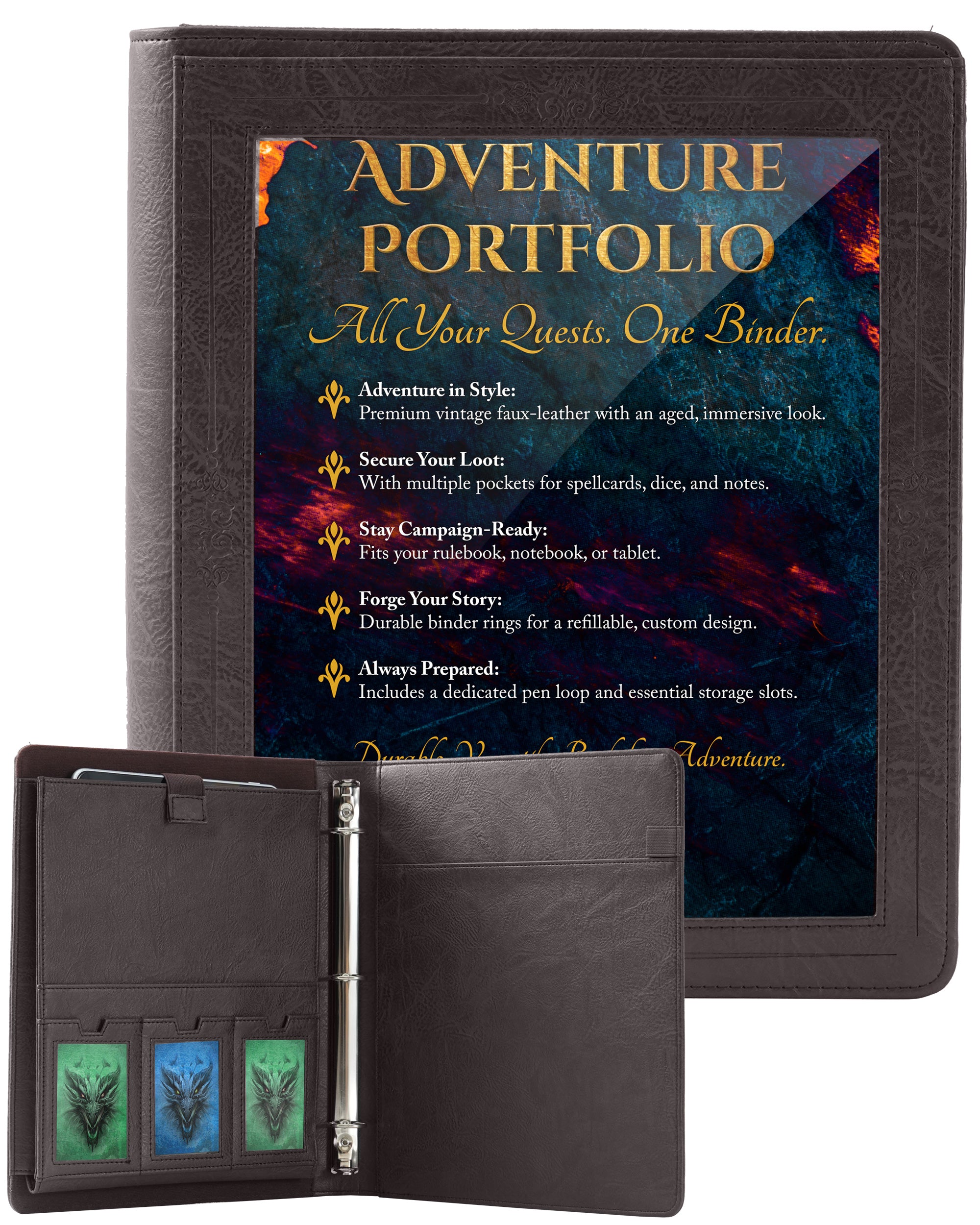 dnd card binder D&D Epic Monster Pages 8 inches wide and 2 inches deep its big enough to hold 160 standard size cards and 80 large (3.5x5) monster cards yet compact enough to travel Card Codex - Dragon Shield