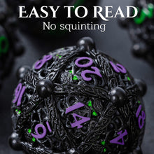 Load image into Gallery viewer, Unique 7-Piece Round Hollow Orb Metal Dice Set - Cthulhu Design