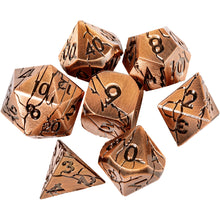Load image into Gallery viewer, Polyhedral Metal Dice Set for DND - Crack Design (All Variations) Antique Copper